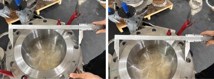 10" RF line blind valve dimension checking