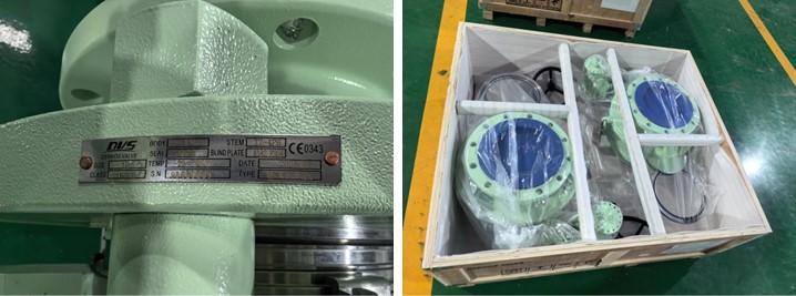 Line blind valve nameplate and export packing Line blind valve nameplate and export packing