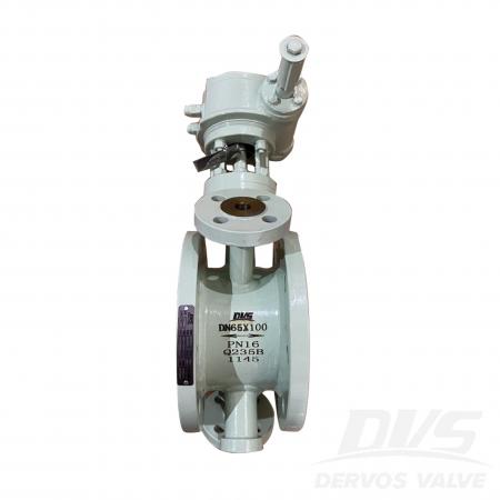 DN100*65 PN16 Тройной эксцентриковый клапан-бабочка с металлическим седлом, Q235B, EN593, турбина